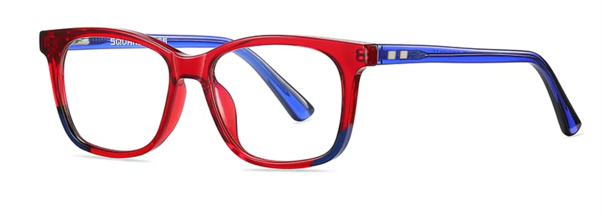Amsterdam glasses in Cherry Red — angled view