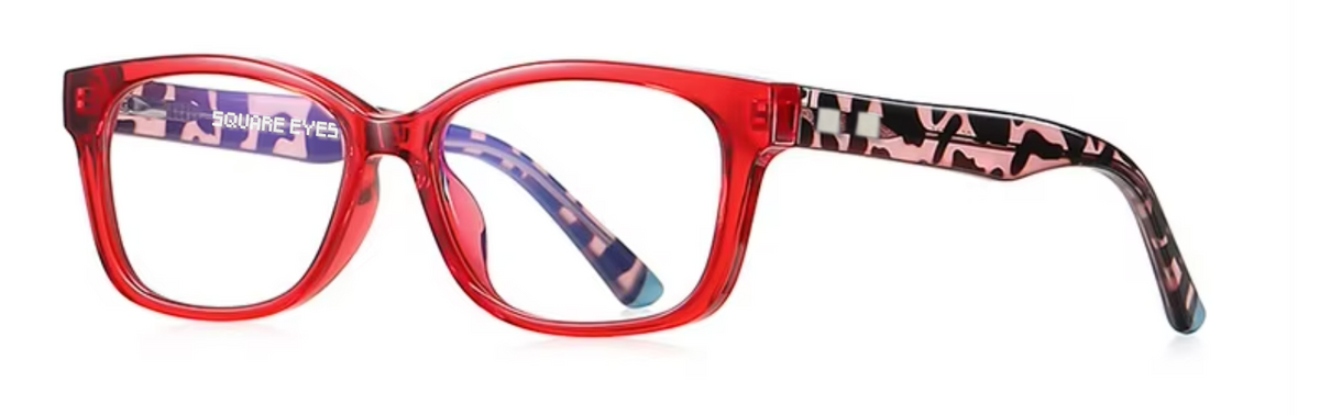 Bondi glasses in Cherry Red — angled view