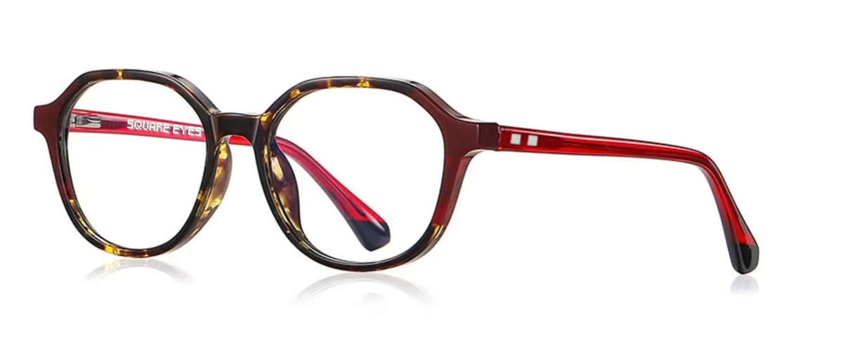 Copenhagen glasses in Red/Tortoiseshell — angled view