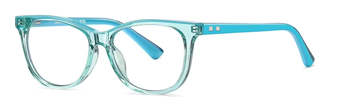 Paris glasses in Aqua — angled view
