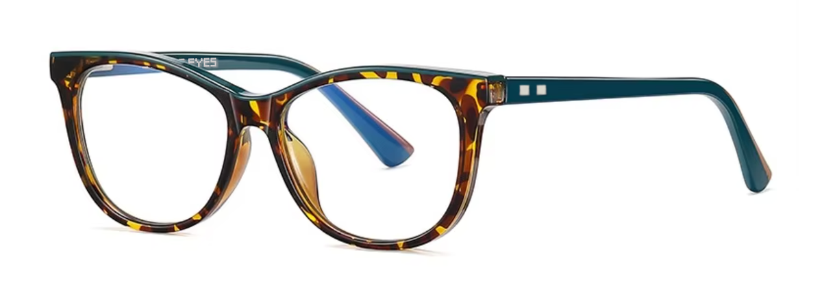 Paris glasses in Tortoiseshell/Teal — angled view