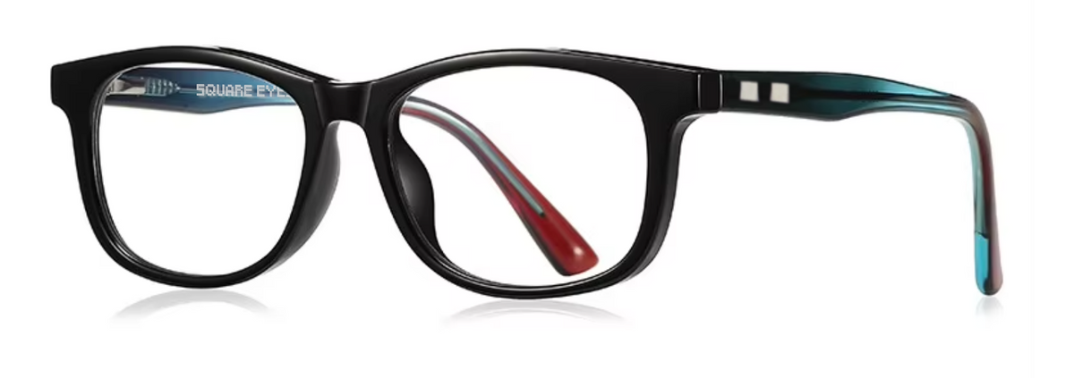 Rio glasses in Black/Teal — angled view