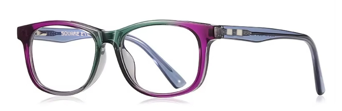 Rio glasses in Purple/Green — angled view