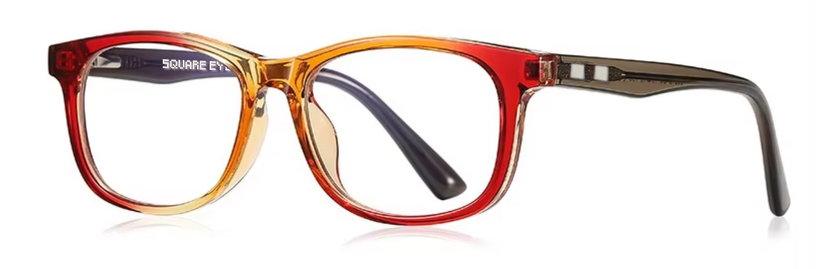 Rio glasses in Red/Amber — angled view
