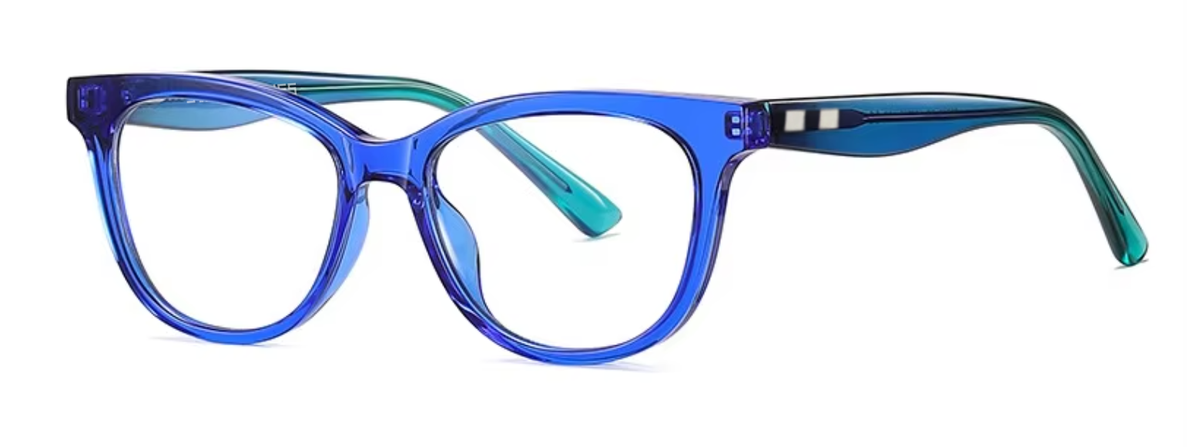 Seoul glasses in Blue/Teal — angled view