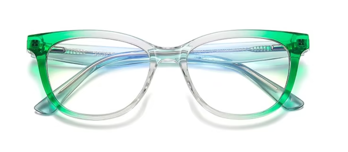 Seoul glasses in Clear/Green — front view