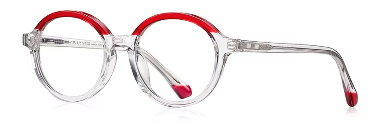 Tokyo glasses in Clear/Red — angled view