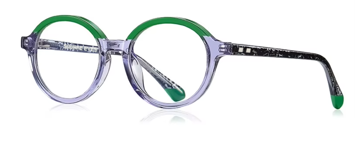Tokyo glasses in Lilac/Green — angled view